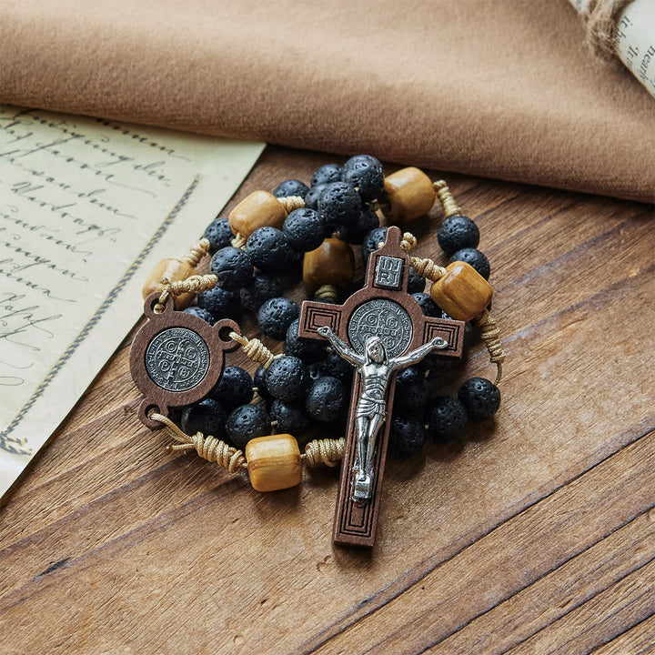 FREE Today: Natural Durable Volcanic Stone Rosary with St. Benedict Medal & Crucifix - image 5