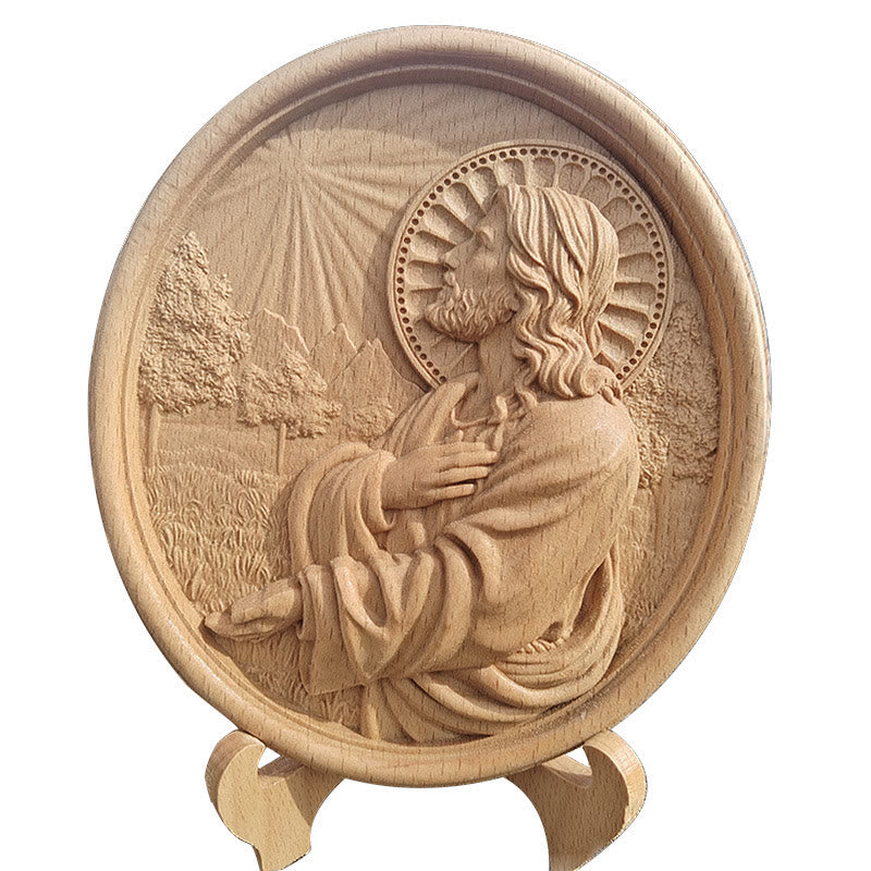 Christianartworkshop Faith-Inspired Sacred Heart of Jesus Garden Prayer Relief Ornament - image 5