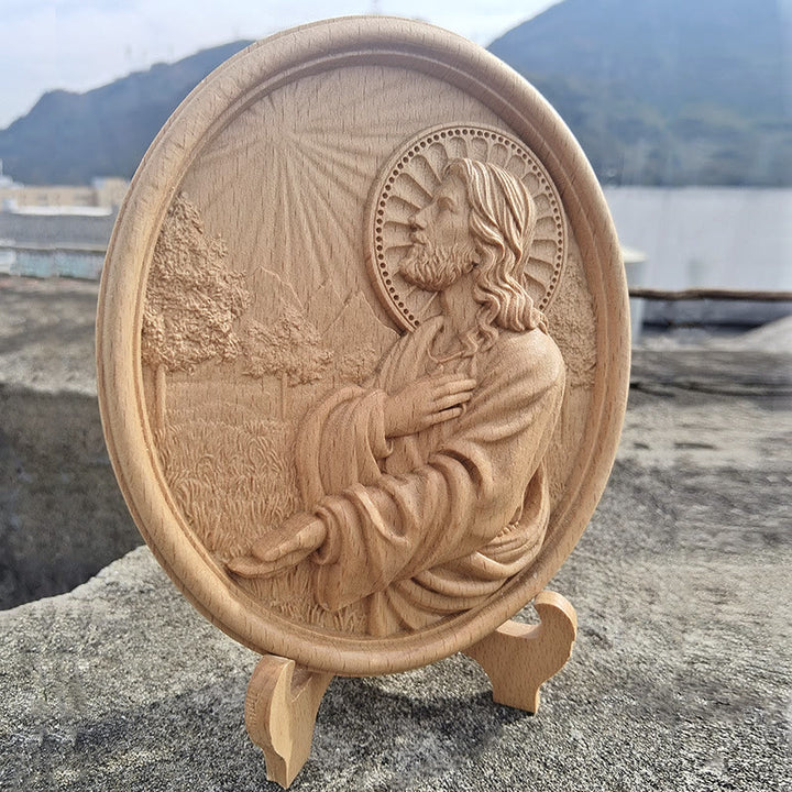 Christianartworkshop Faith-Inspired Sacred Heart of Jesus Garden Prayer Relief Ornament - image 3