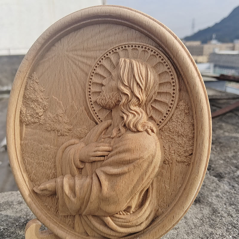 Christianartworkshop Faith-Inspired Sacred Heart of Jesus Garden Prayer Relief Ornament - image 2