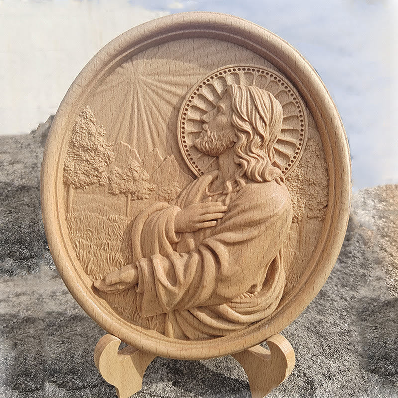 Christianartworkshop Faith-Inspired Sacred Heart of Jesus Garden Prayer Relief Ornament - Jesus - image 1