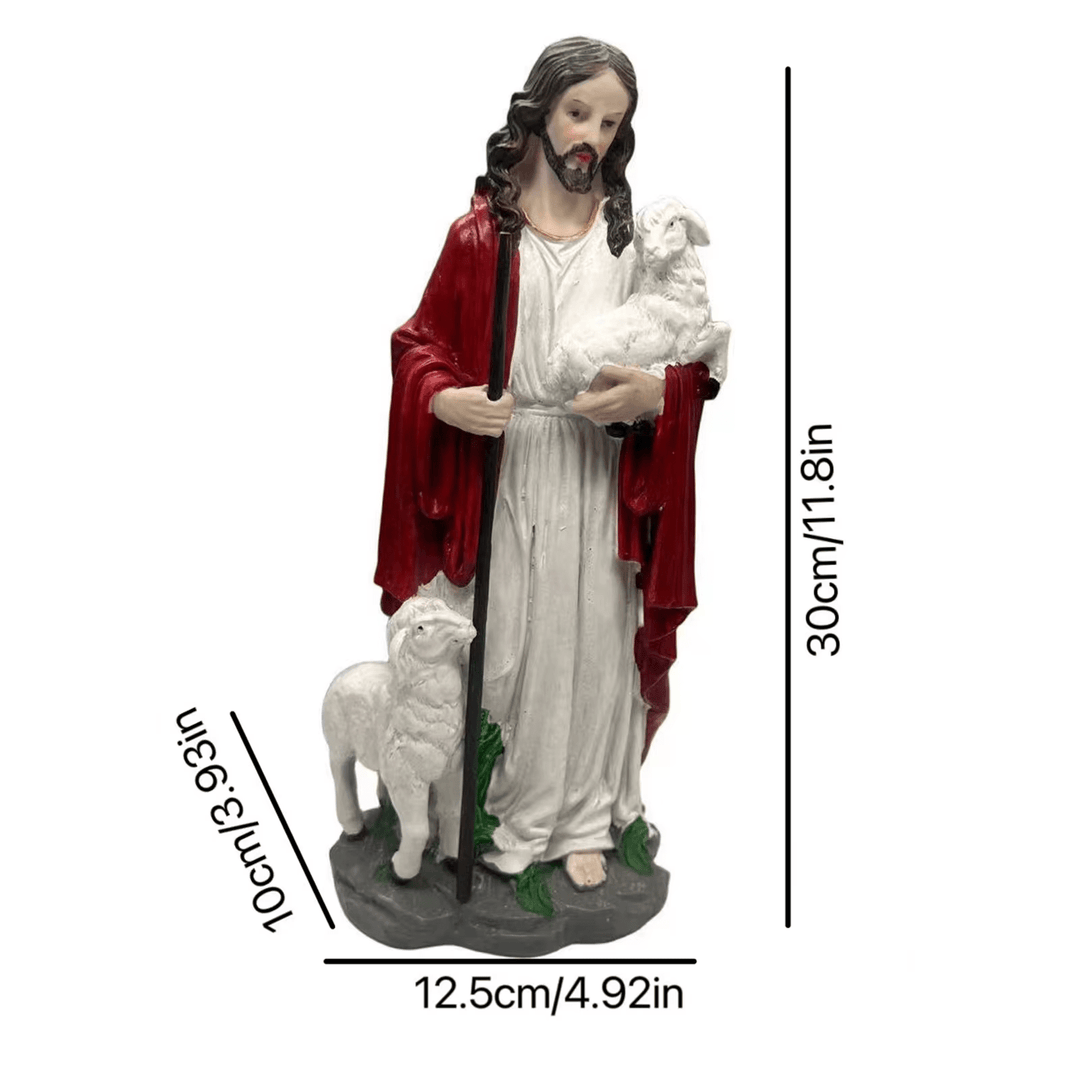 Christianartworkshop Sacred Heart Good Shepherd with Lamb Sculpture: Invite Faith into Your Home - image 7