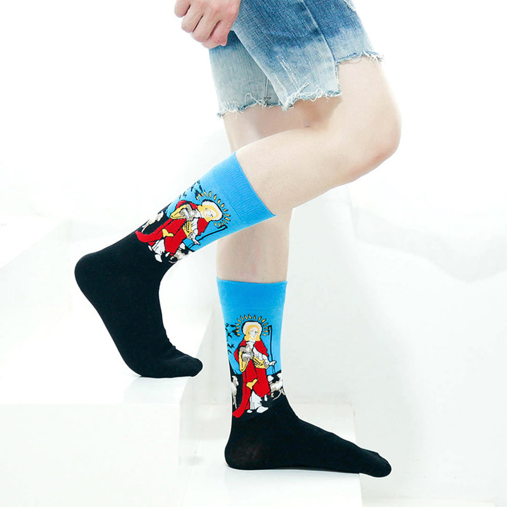 Christianartworkshop Spiritual Good Shepherd Patterned Crew Socks: Walk Daily in Divine Guidance - image 2
