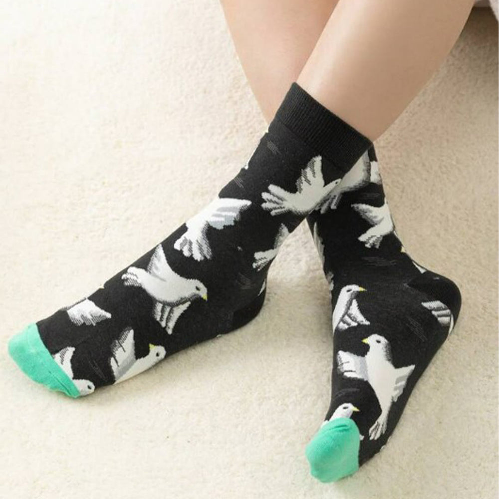 Christianartworkshop Black Crew Socks with White Holy Spirit Doves: Let Peace Soar with Every Step - image 2