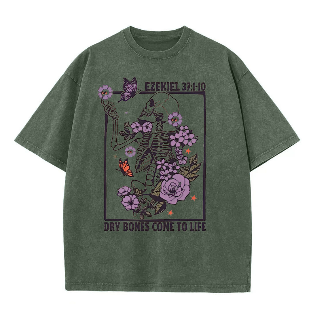 Christianartworkshop Dry Bones Come To Life Unisex Washed T-shirt - Army Green - 5XL - image 9