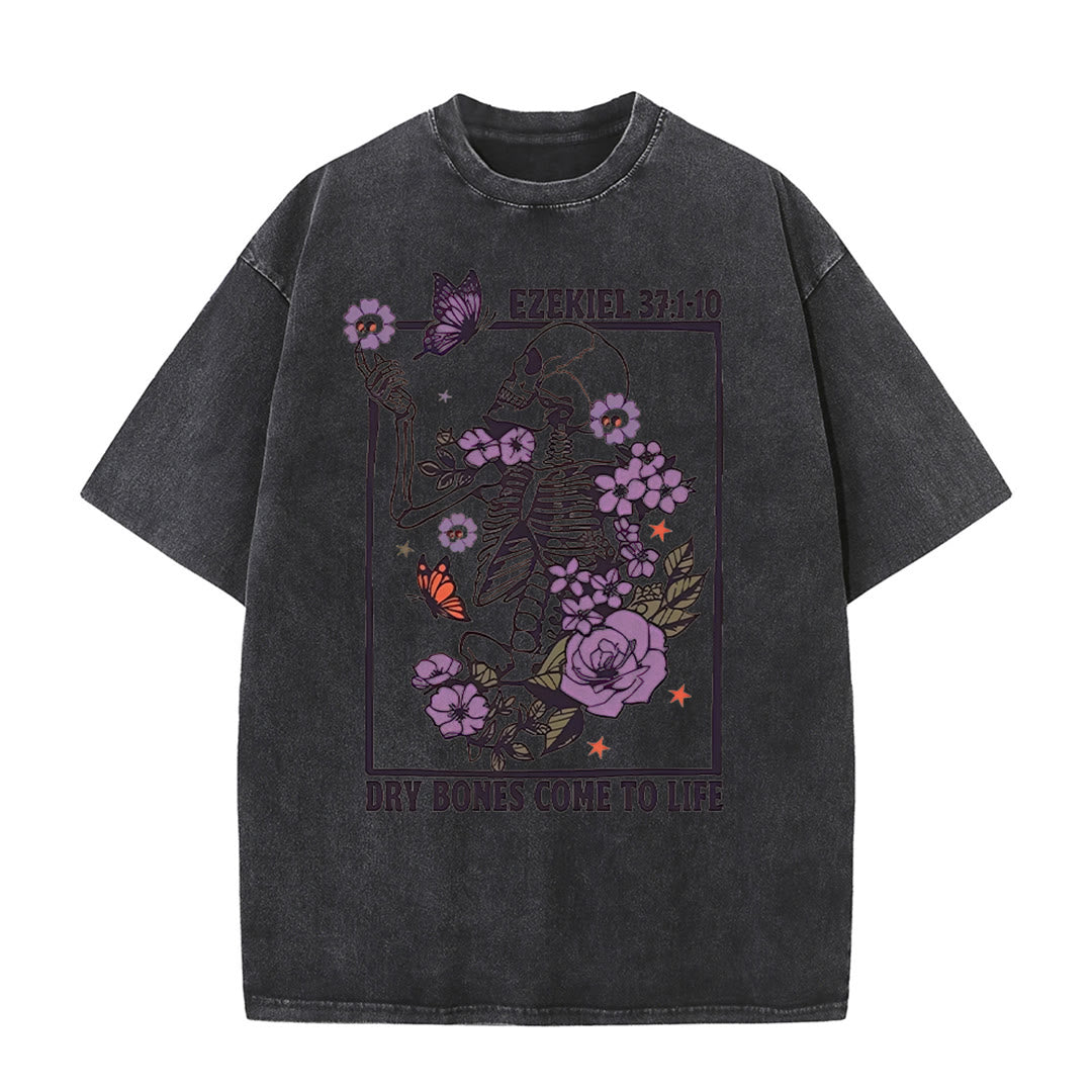 Christianartworkshop Dry Bones Come To Life Unisex Washed T-shirt - Black - 5XL - image 10