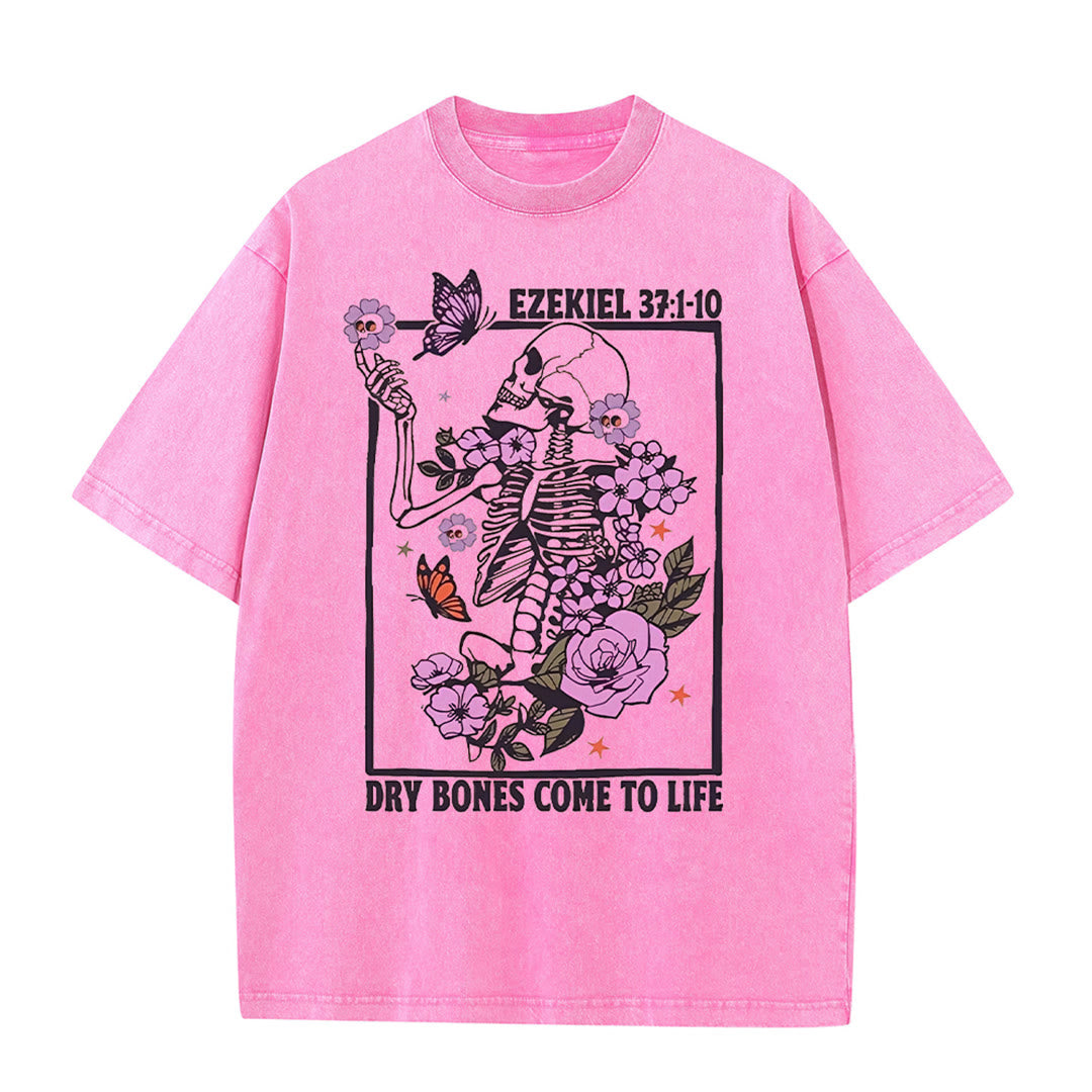 Christianartworkshop Dry Bones Come To Life Unisex Washed T-shirt - Pink - 5XL - image 4