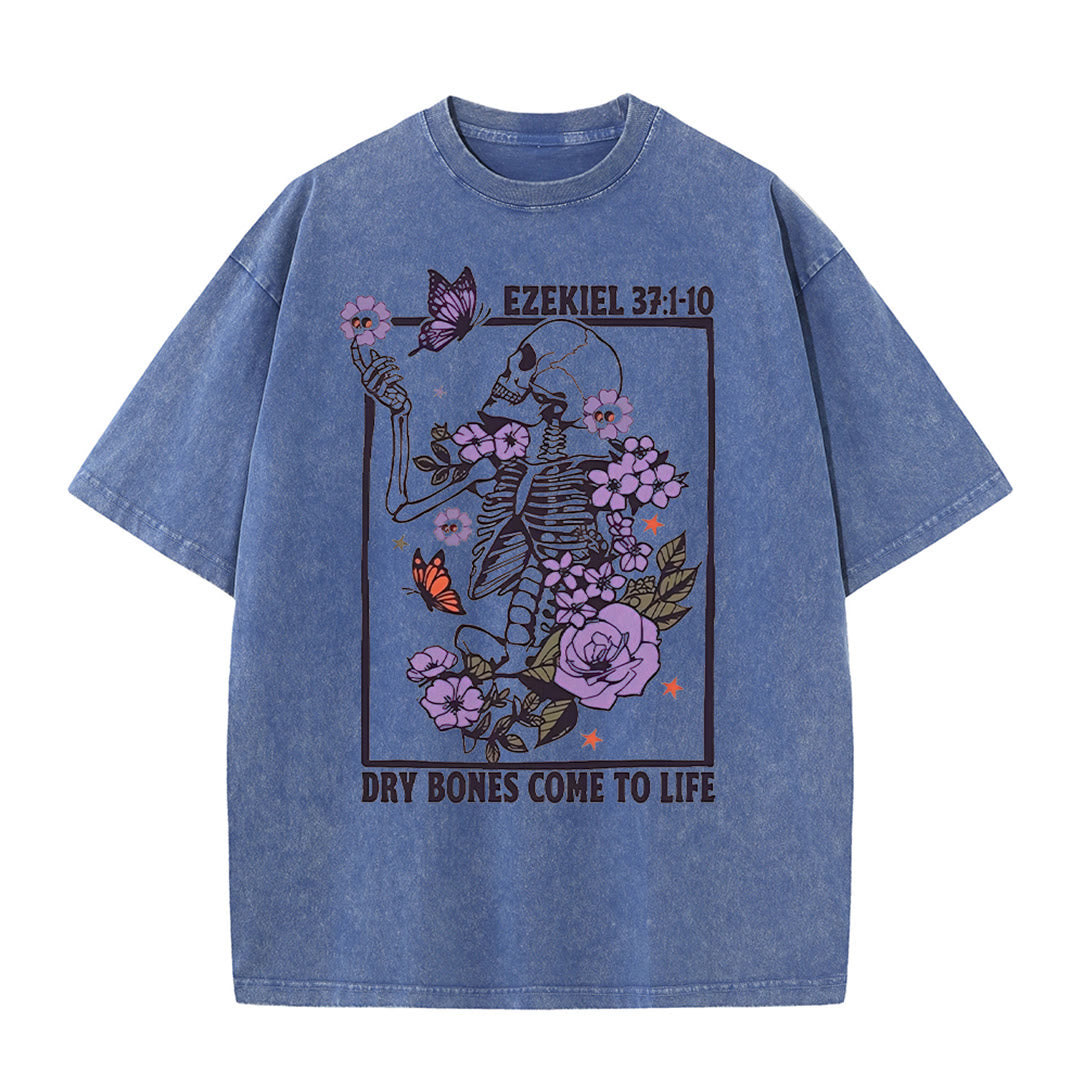 Christianartworkshop Dry Bones Come To Life Unisex Washed T-shirt - Blue - 5XL - image 5