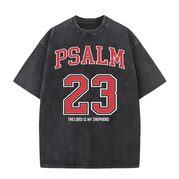 Christianartworkshop Psalm 23 Christian Unisex Washed T-shirt - Black - 5XL - image 3