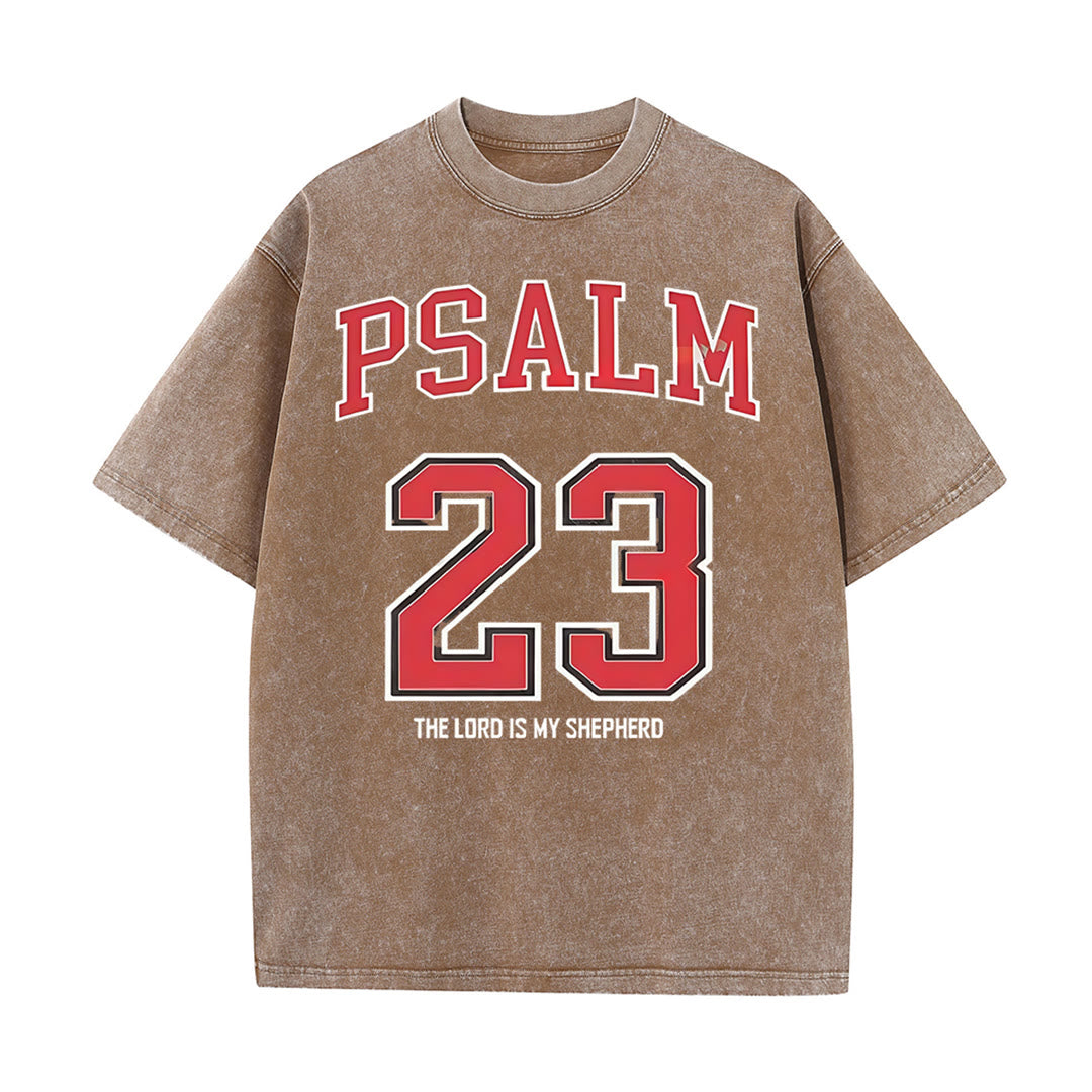 Christianartworkshop Psalm 23 Christian Unisex Washed T-shirt - Coffee - 5XL - image 4