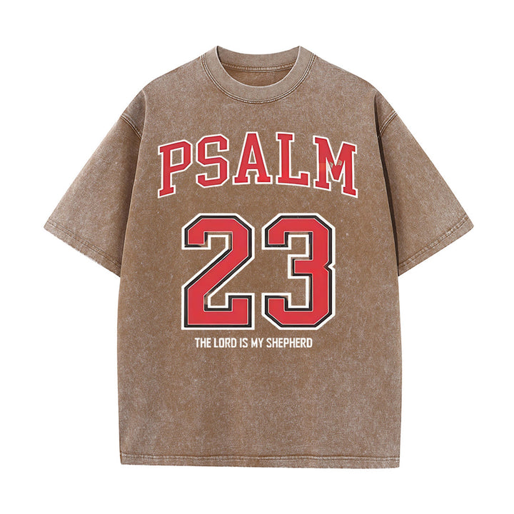 Christianartworkshop Psalm 23 Christian Unisex Washed T-shirt - Coffee - 5XL - image 4