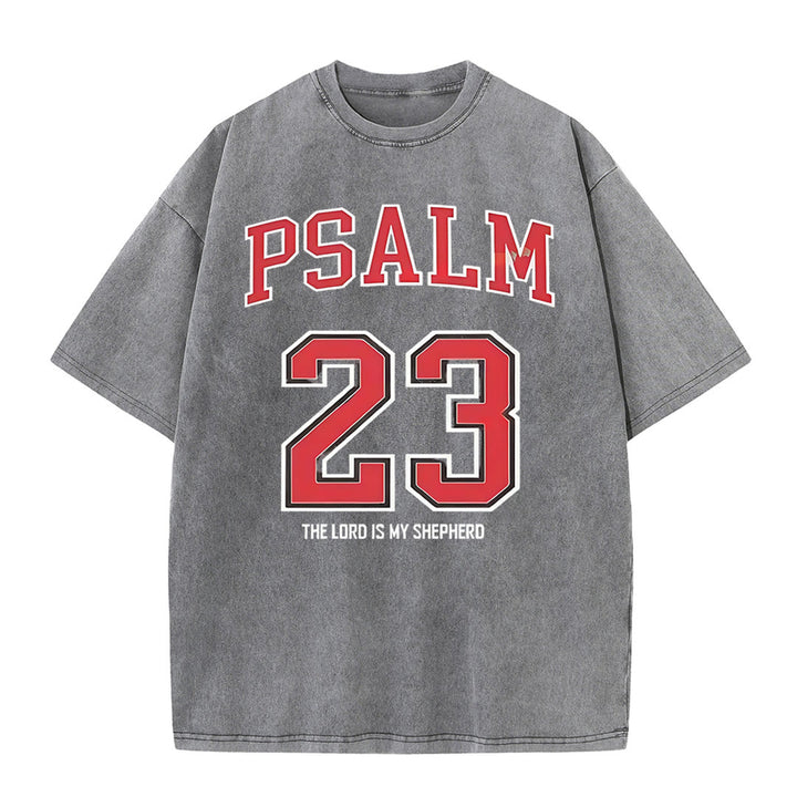 Christianartworkshop Psalm 23 Christian Unisex Washed T-shirt - Grey - 5XL - image 6