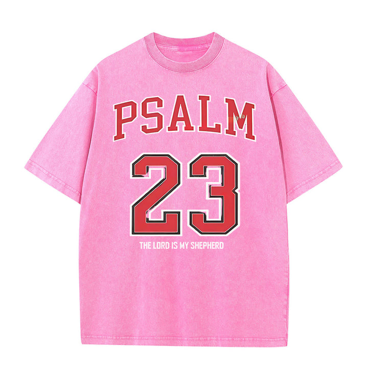 Christianartworkshop Psalm 23 Christian Unisex Washed T-shirt - Pink - 5XL - image 8
