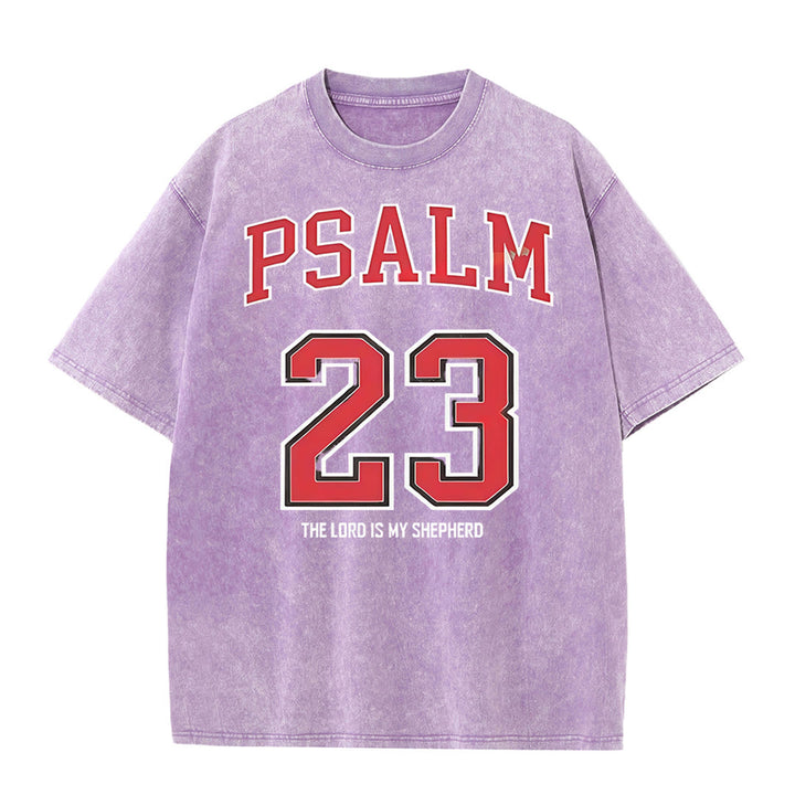 Christianartworkshop Psalm 23 Christian Unisex Washed T-shirt - Purple - 5XL - image 10