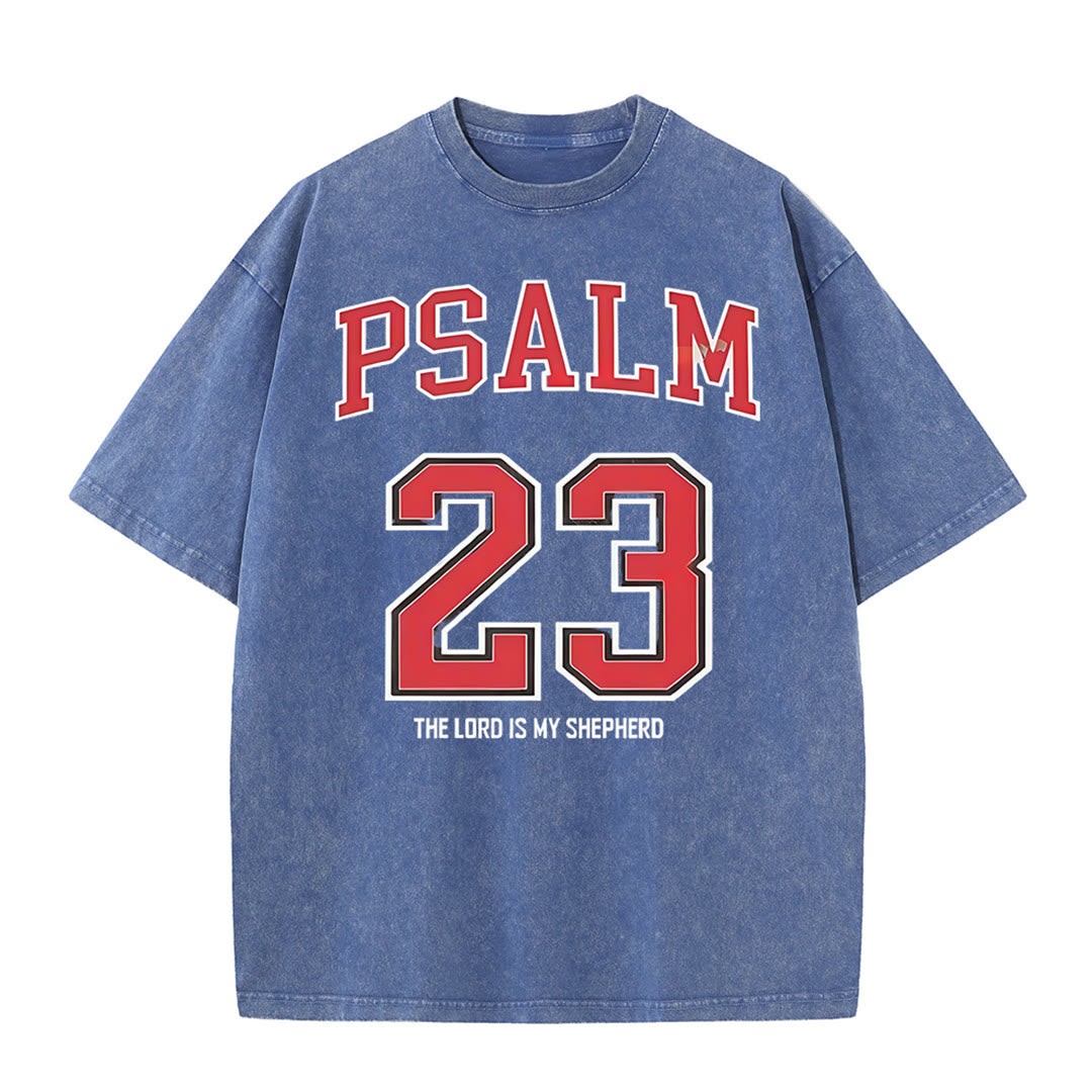 Christianartworkshop Psalm 23 Christian Unisex Washed T-shirt - Blue - 5XL - image 7
