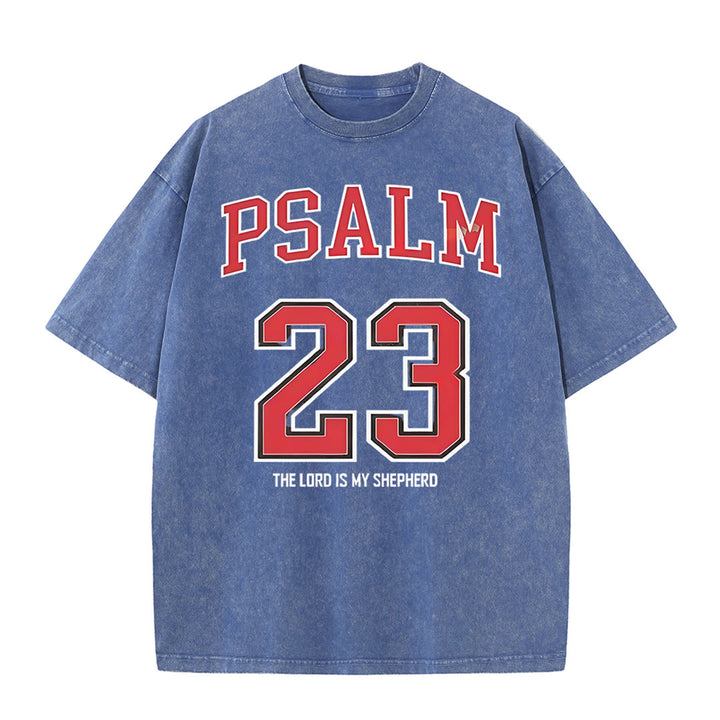 Christianartworkshop Psalm 23 Christian Unisex Washed T-shirt - Blue - 5XL - image 7