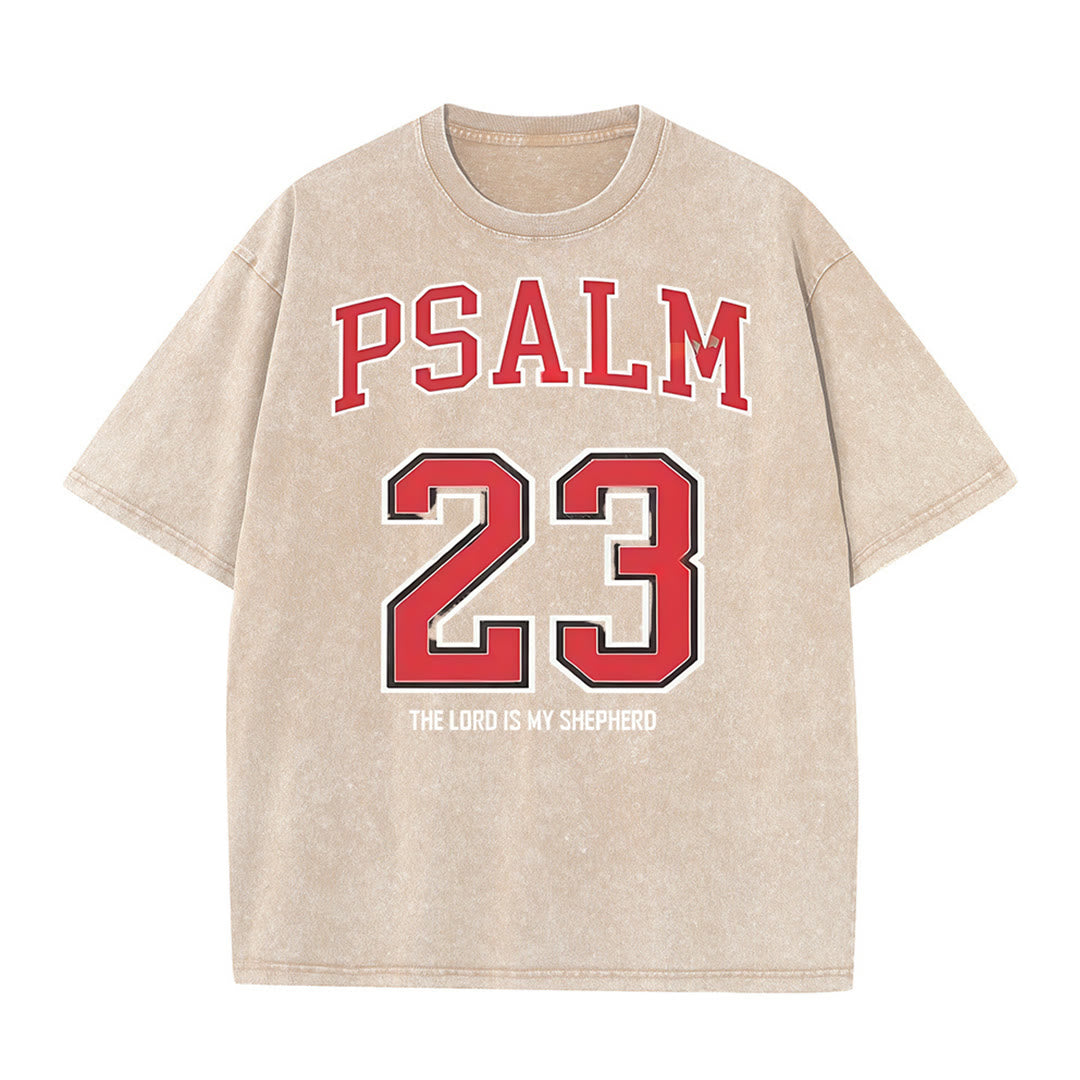 Christianartworkshop Psalm 23 Christian Unisex Washed T-shirt - Apricot - 5XL - image 9