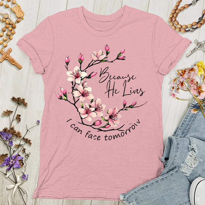 Christianartworkshop Because God Lives I Can Face Tomorrow Women's T-shirt - Pink - 4XL - image 1