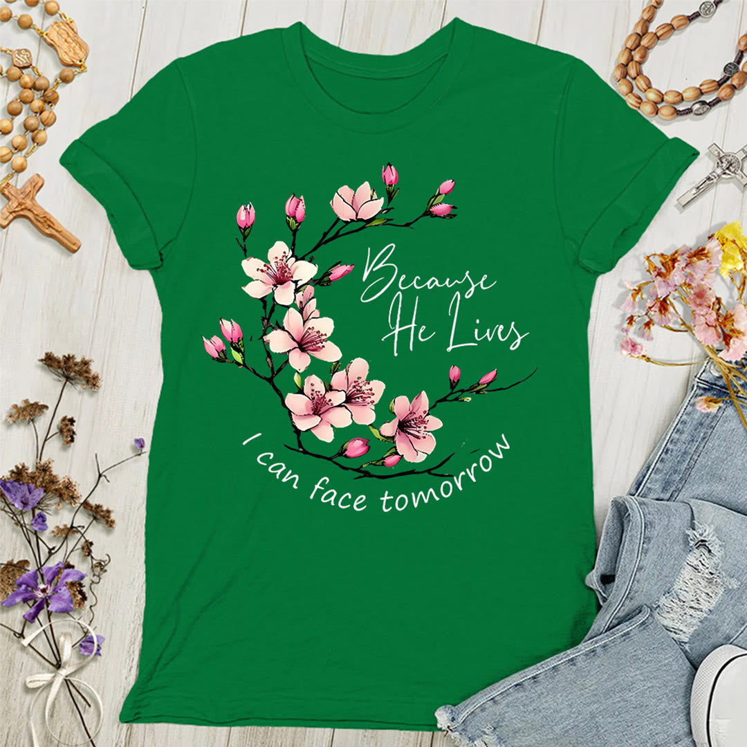 Christianartworkshop Because God Lives I Can Face Tomorrow Women's T-shirt - Green - 4XL - image 8