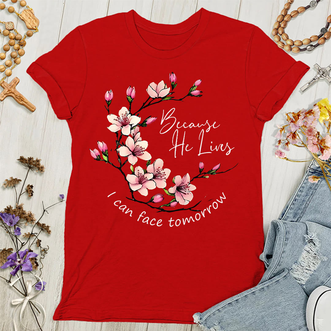 Christianartworkshop Because God Lives I Can Face Tomorrow Women's T-shirt - Red - 4XL - image 9