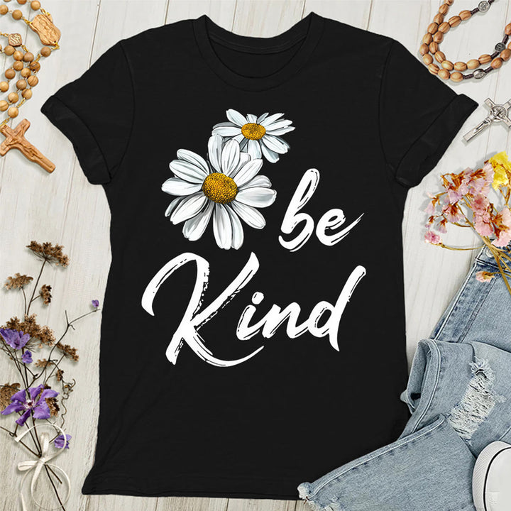 Christianartworkshop Be Kind Daisy Women's T-shirt: Sharing God's Grace with Kindness - Black - 4XL - image 7