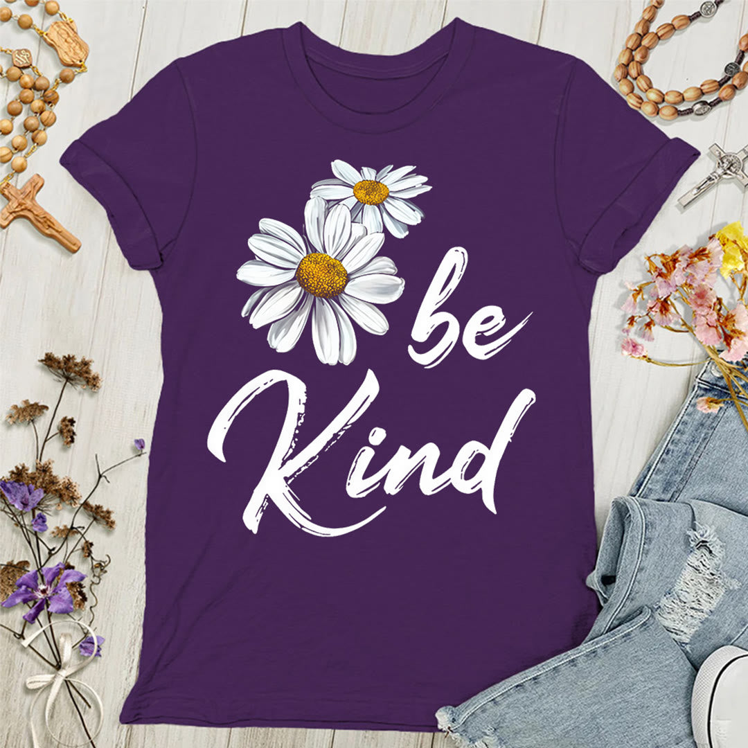 Christianartworkshop Be Kind Daisy Women's T-shirt: Sharing God's Grace with Kindness - Purple - 4XL - image 6
