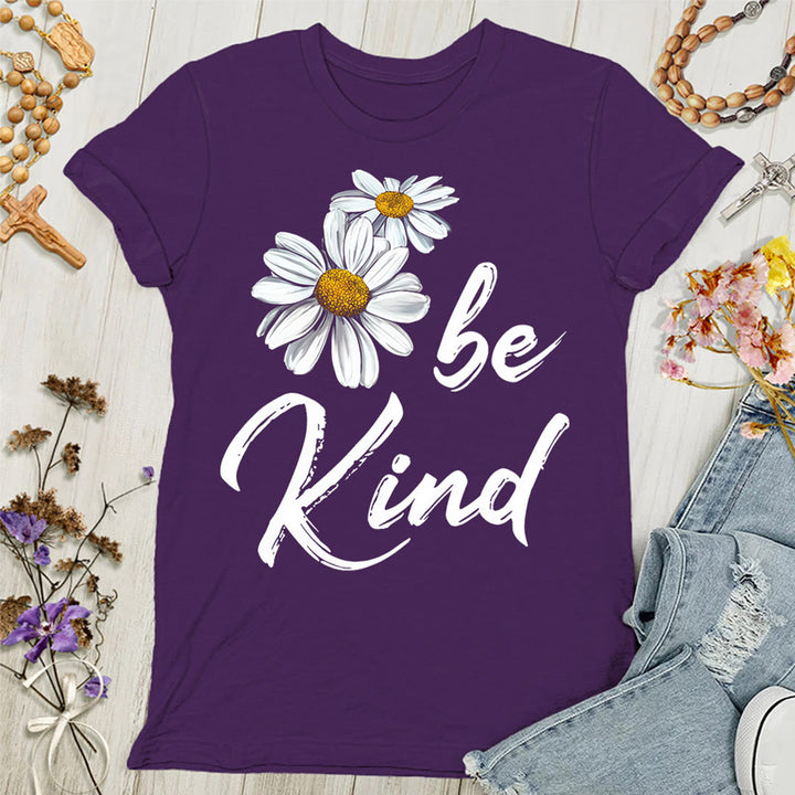 Christianartworkshop Be Kind Daisy Women's T-shirt: Sharing God's Grace with Kindness - Purple - 4XL - image 6