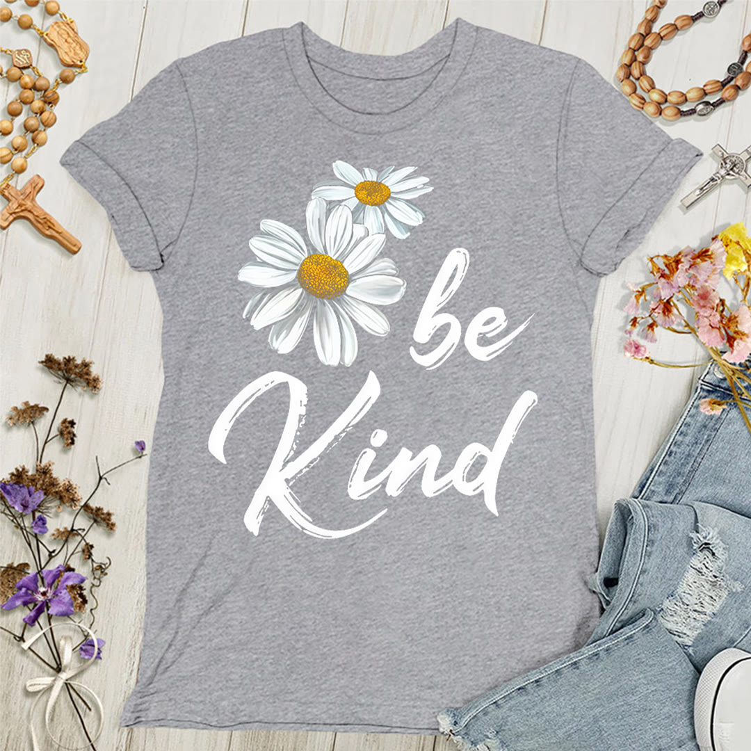 Christianartworkshop Be Kind Daisy Women's T-shirt: Sharing God's Grace with Kindness - Grey - 4XL - image 5