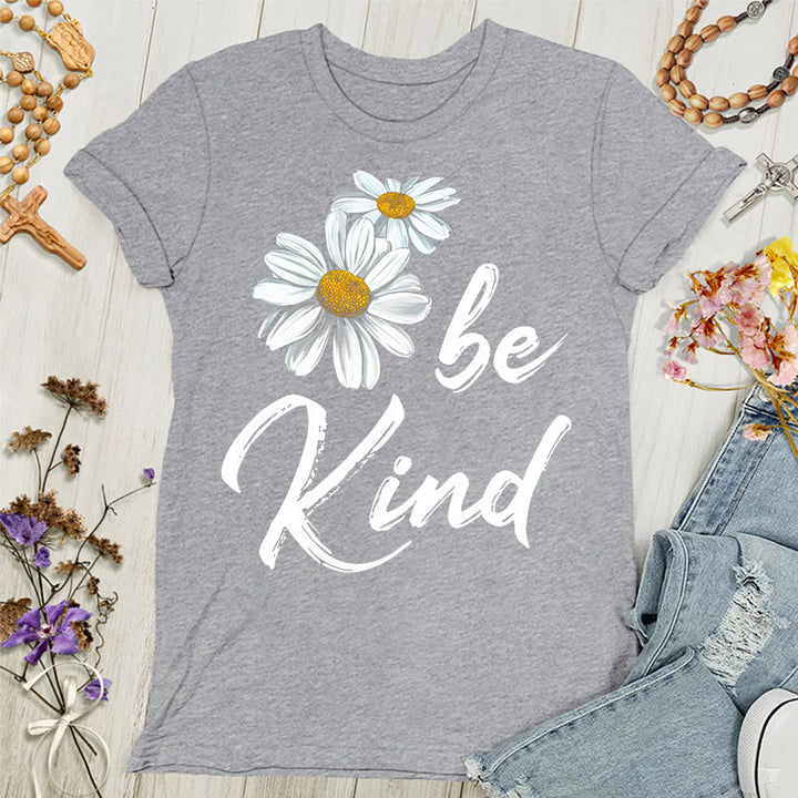 Christianartworkshop Be Kind Daisy Women's T-shirt: Sharing God's Grace with Kindness - Grey - 4XL - image 5