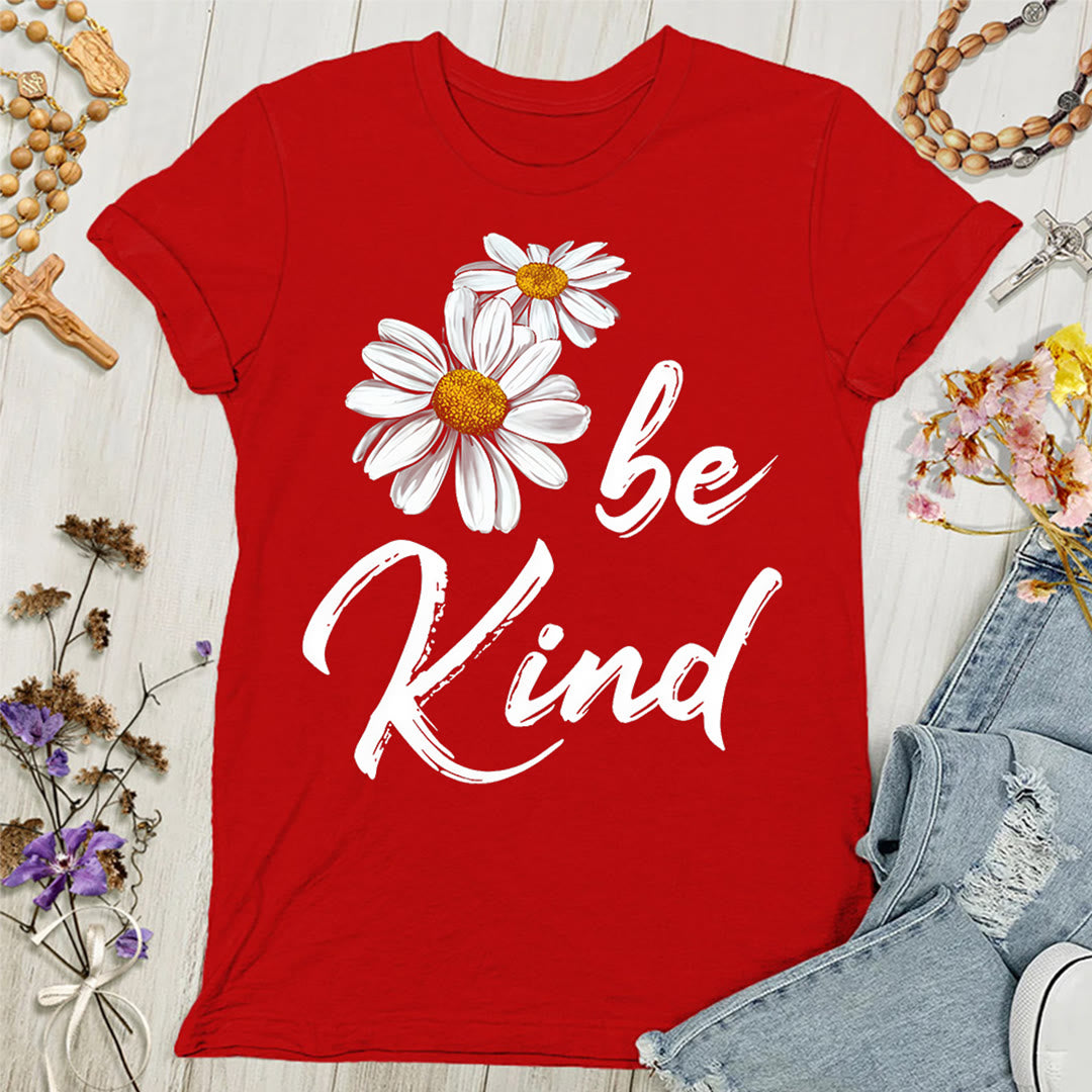 Christianartworkshop Be Kind Daisy Women's T-shirt: Sharing God's Grace with Kindness - Red - 4XL - image 9