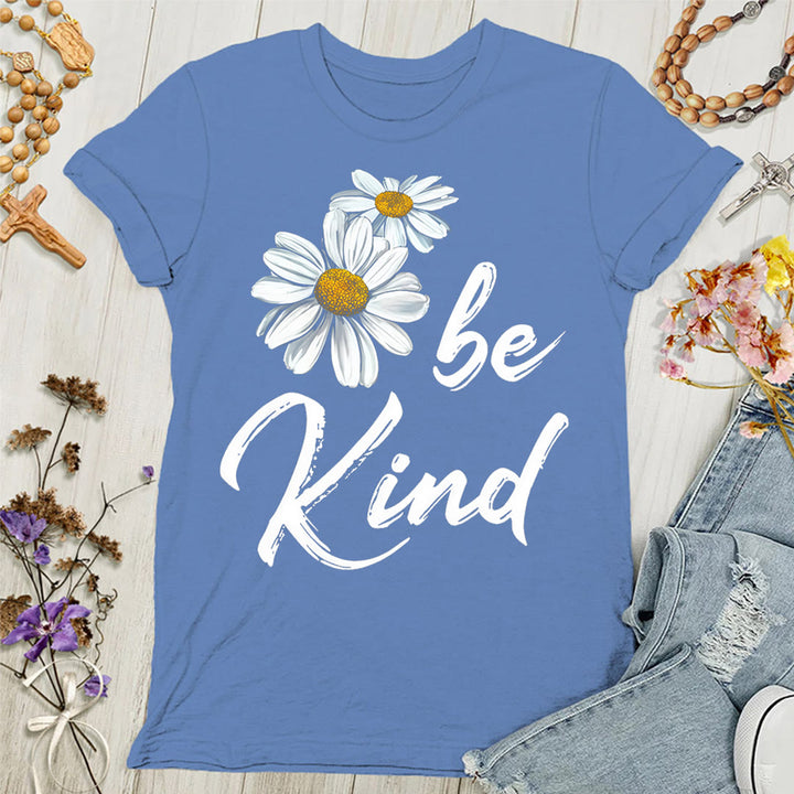 Christianartworkshop Be Kind Daisy Women's T-shirt: Sharing God's Grace with Kindness - Blue - 4XL - image 4