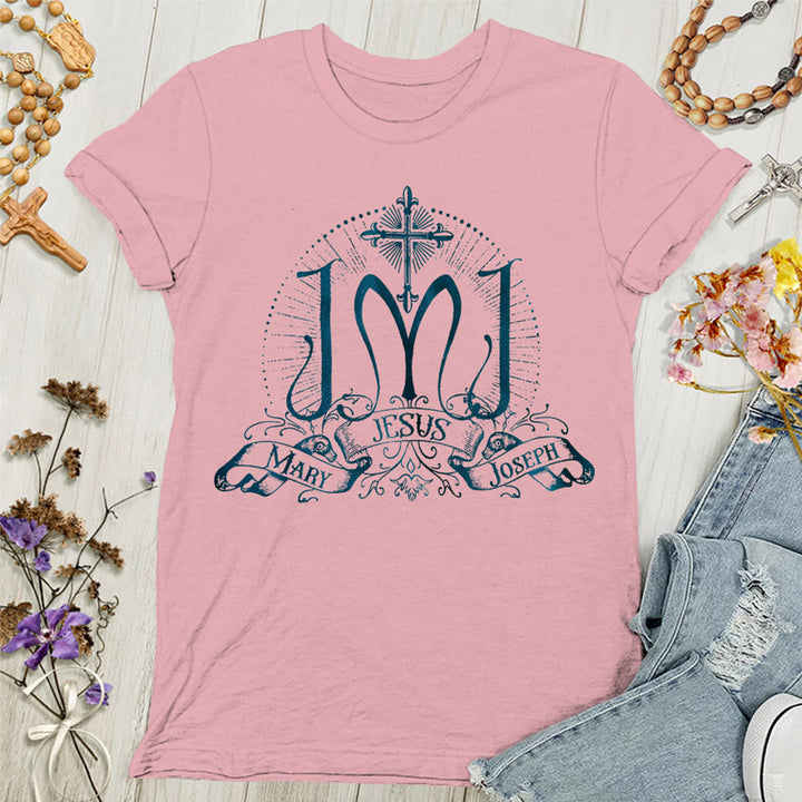 Christianartworkshop Jesus Mary Joseph Holy Family Women's T-shirt - Pink - 4XL - image 7