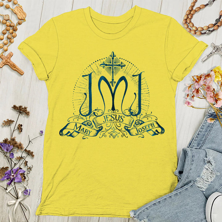 Christianartworkshop Jesus Mary Joseph Holy Family Women's T-shirt - Yellow - 4XL - image 6