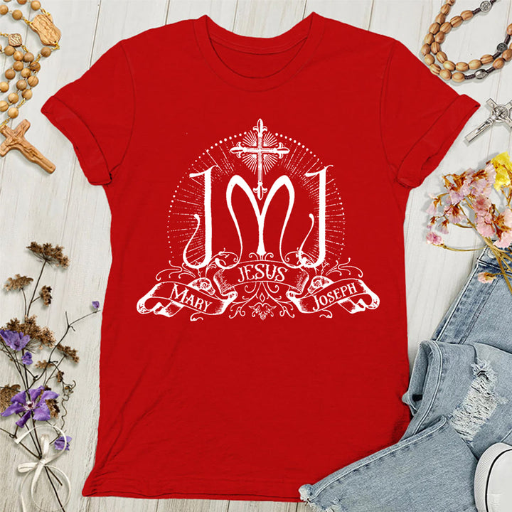 Christianartworkshop Jesus Mary Joseph Holy Family Women's T-shirt - Red - 4XL - image 4