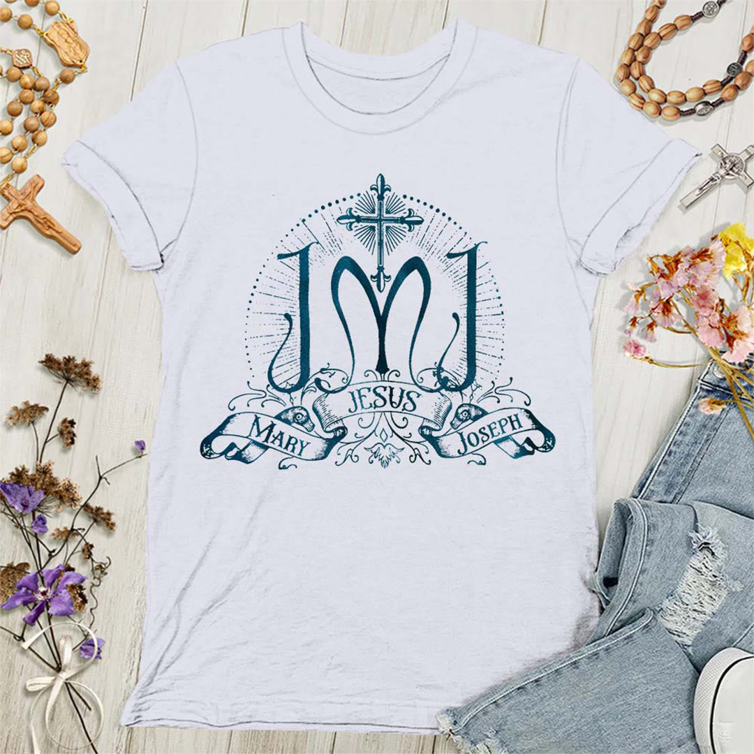 Christianartworkshop Jesus Mary Joseph Holy Family Women's T-shirt - White - 4XL - image 3