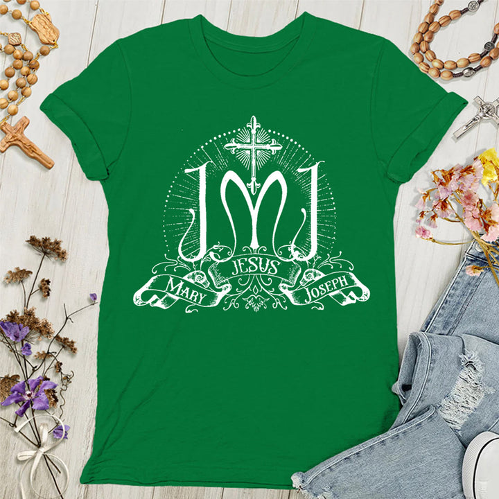 Christianartworkshop Jesus Mary Joseph Holy Family Women's T-shirt - Green - 4XL - image 9
