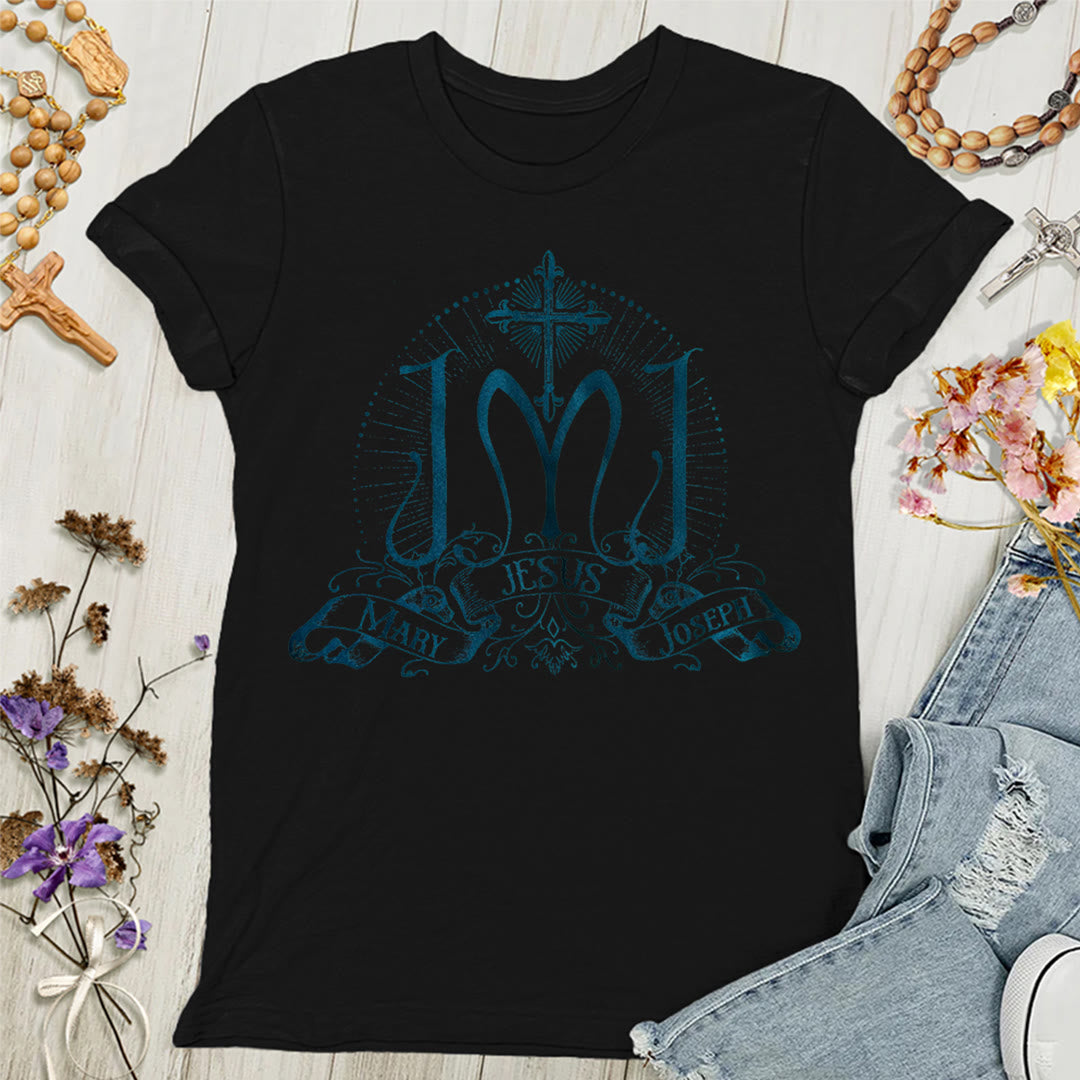 Christianartworkshop Jesus Mary Joseph Holy Family Women's T-shirt - Black - 4XL - image 10