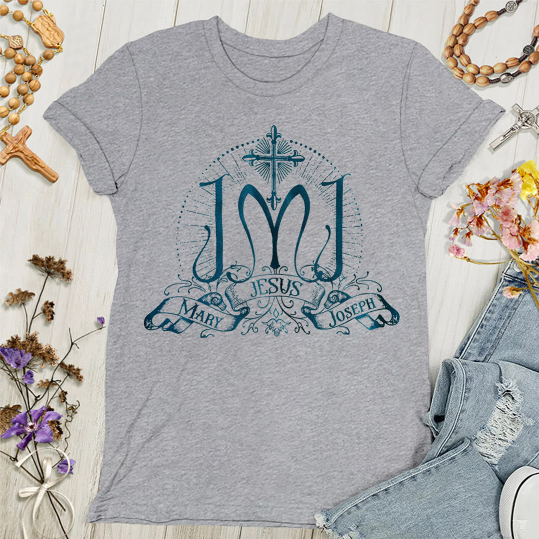Christianartworkshop Jesus Mary Joseph Holy Family Women's T-shirt - Grey - 4XL - image 5