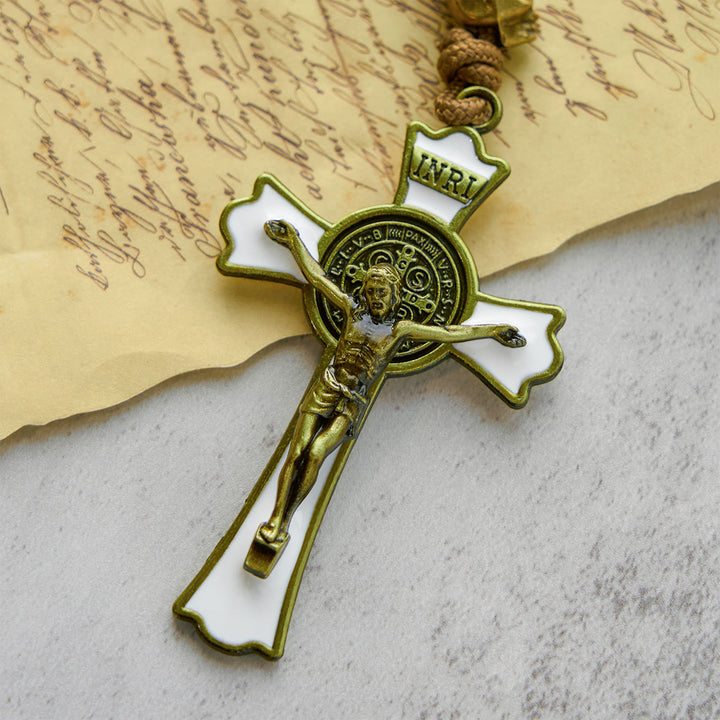 Christianartworkshop PRAYERFUL FAITH: Rebel Style White Skull Beads Rosary with Gift Card