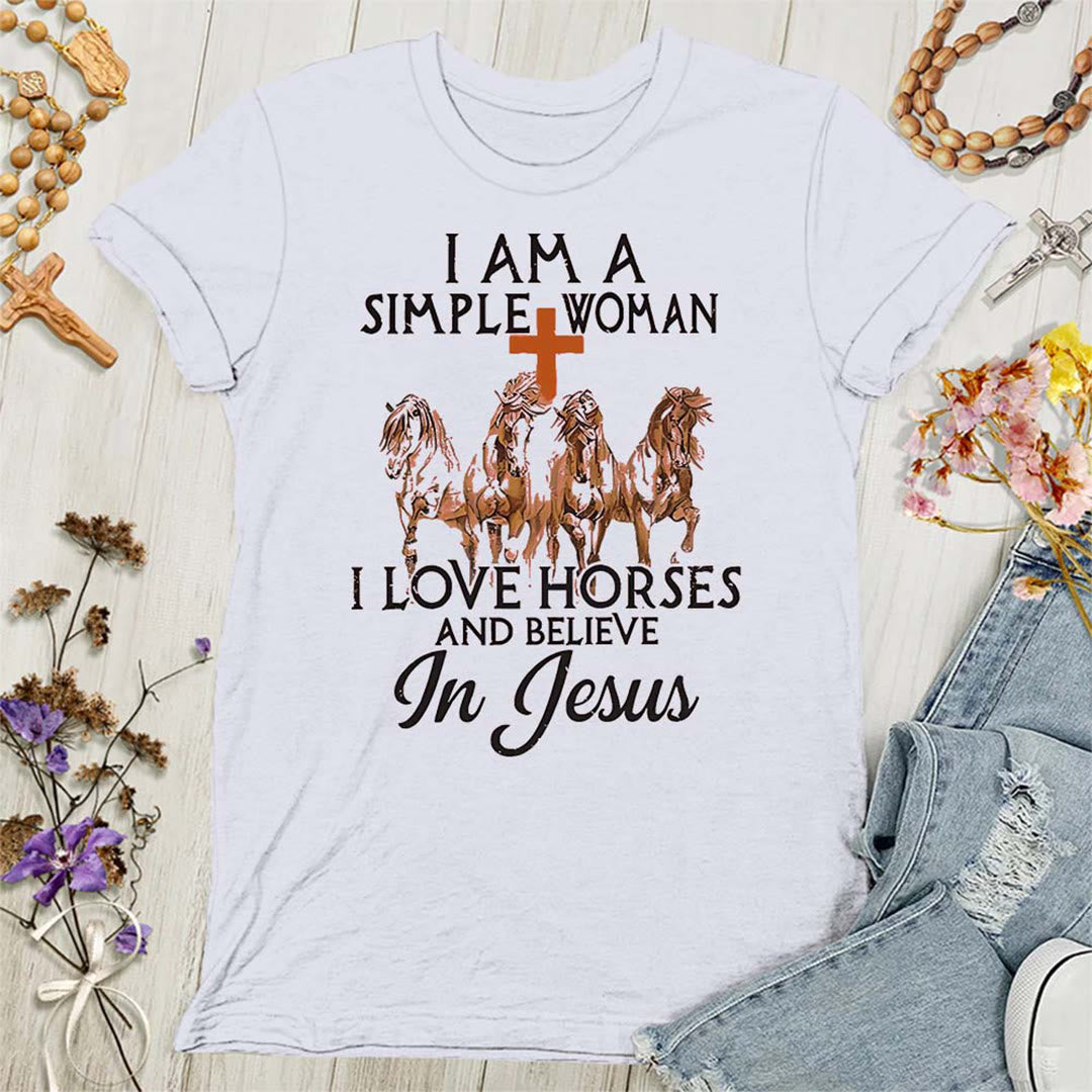 Christianartworkshop I Love Horses & Believe In Jesus Women's T-shirt - White - 4XL - image 5