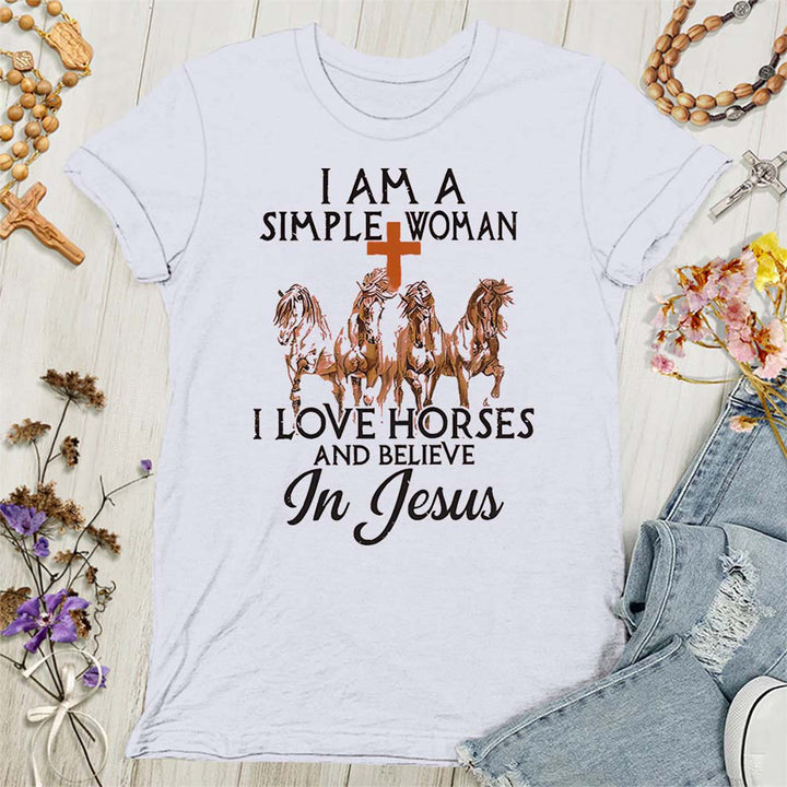 Christianartworkshop I Love Horses & Believe In Jesus Women's T-shirt - White - 4XL - image 5