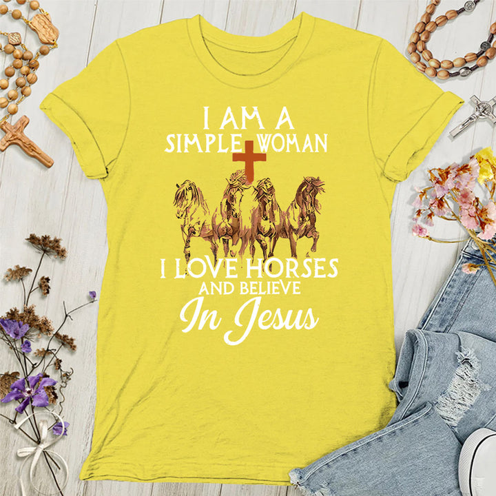 Christianartworkshop I Love Horses & Believe In Jesus Women's T-shirt - Yellow - 4XL - image 8