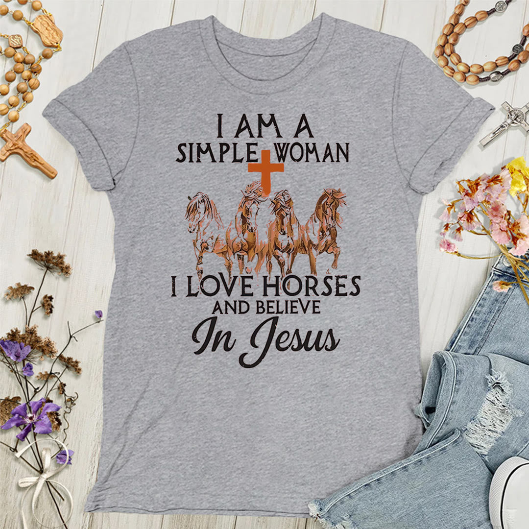 Christianartworkshop I Love Horses & Believe In Jesus Women's T-shirt - Grey - 4XL - image 7