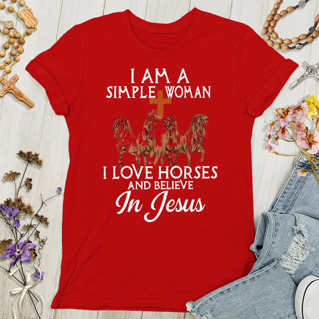 Christianartworkshop I Love Horses & Believe In Jesus Women's T-shirt - Red - 4XL - image 10