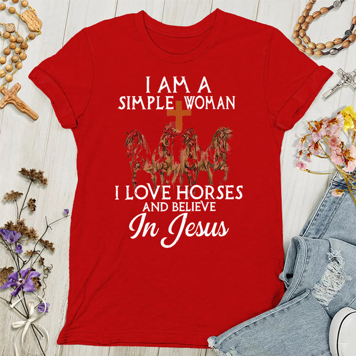 Christianartworkshop I Love Horses & Believe In Jesus Women's T-shirt - Red - 4XL - image 10