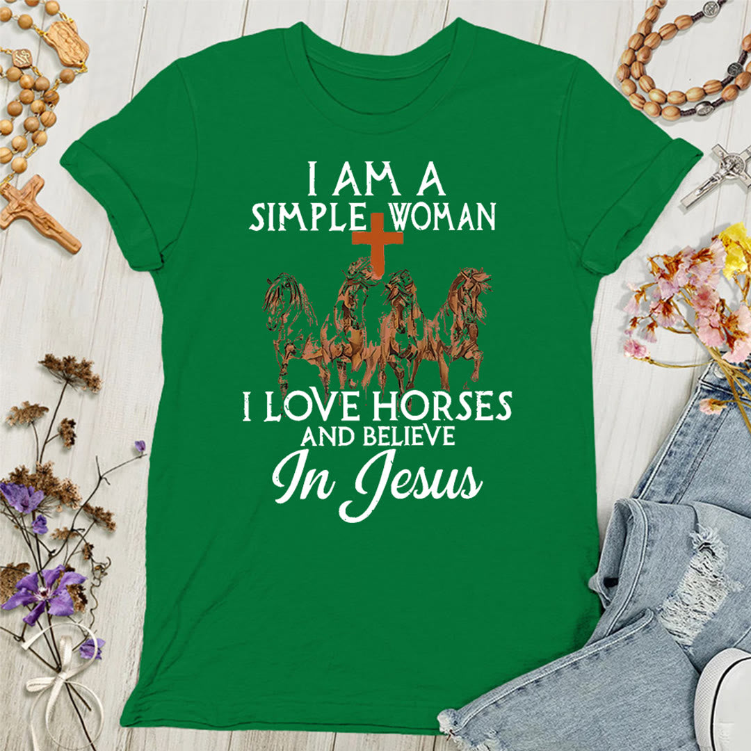 Christianartworkshop I Love Horses & Believe In Jesus Women's T-shirt - Green - 4XL - image 9