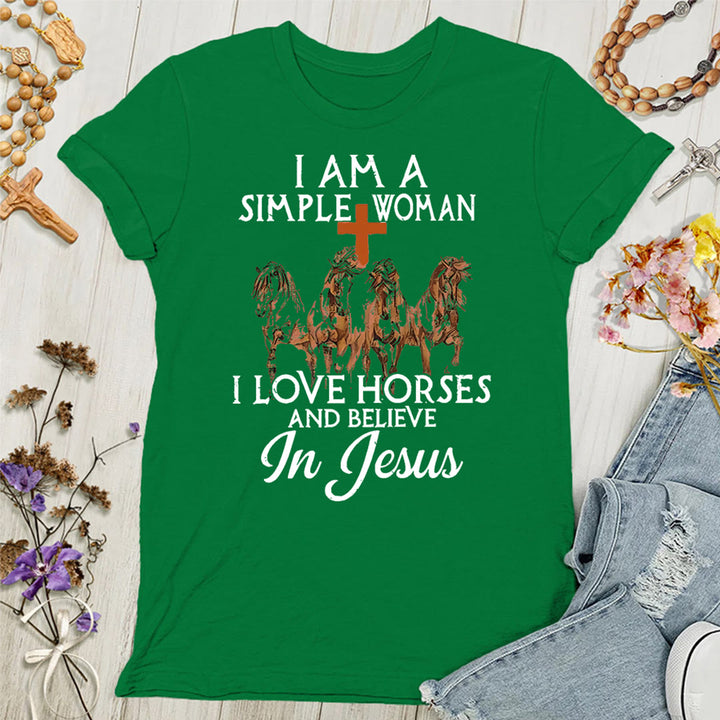 Christianartworkshop I Love Horses & Believe In Jesus Women's T-shirt - Green - 4XL - image 9
