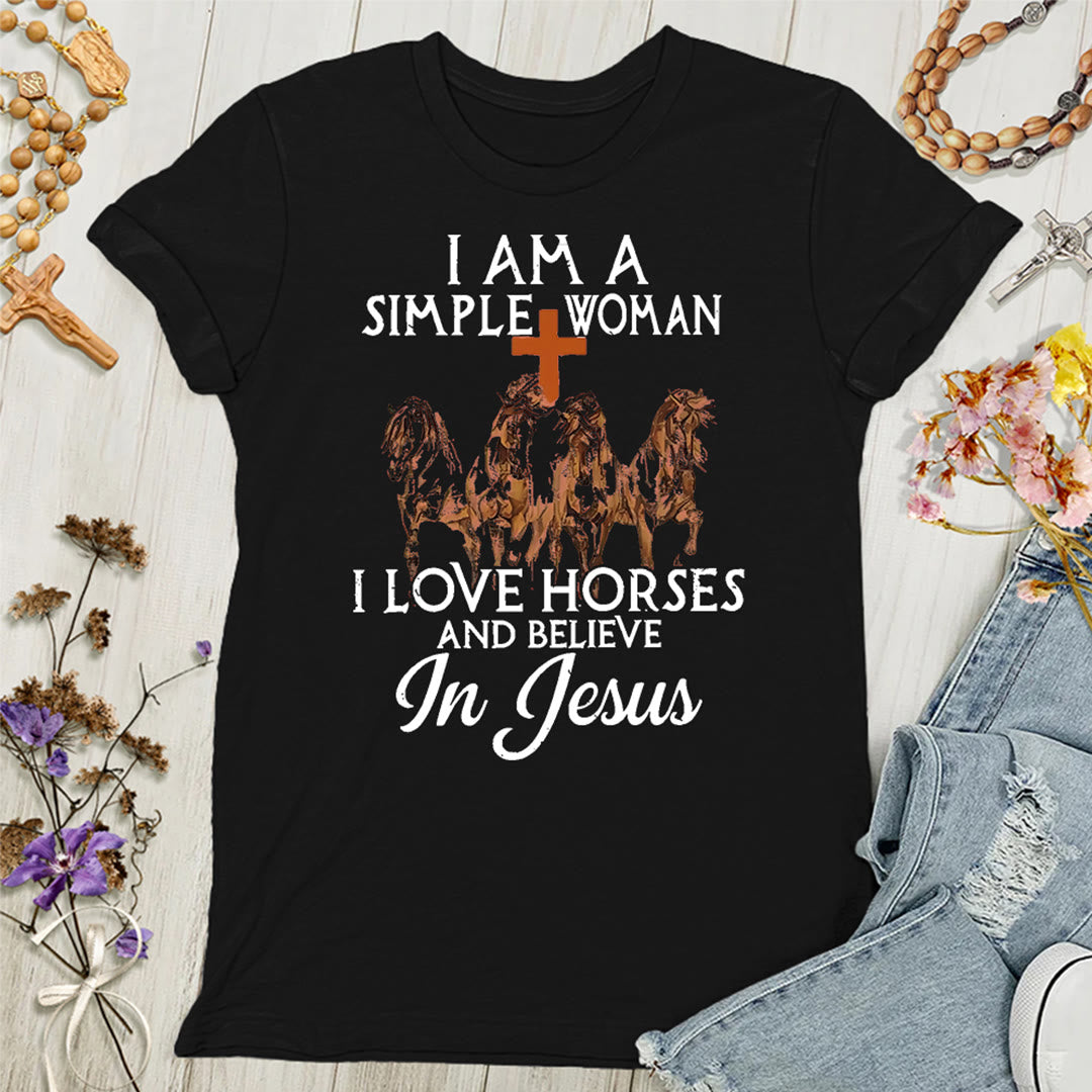 Christianartworkshop I Love Horses & Believe In Jesus Women's T-shirt - Black - 4XL - image 3