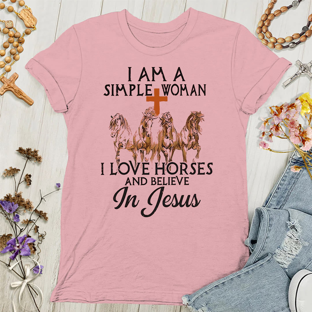 Christianartworkshop I Love Horses & Believe In Jesus Women's T-shirt - Pink - 4XL - image 6
