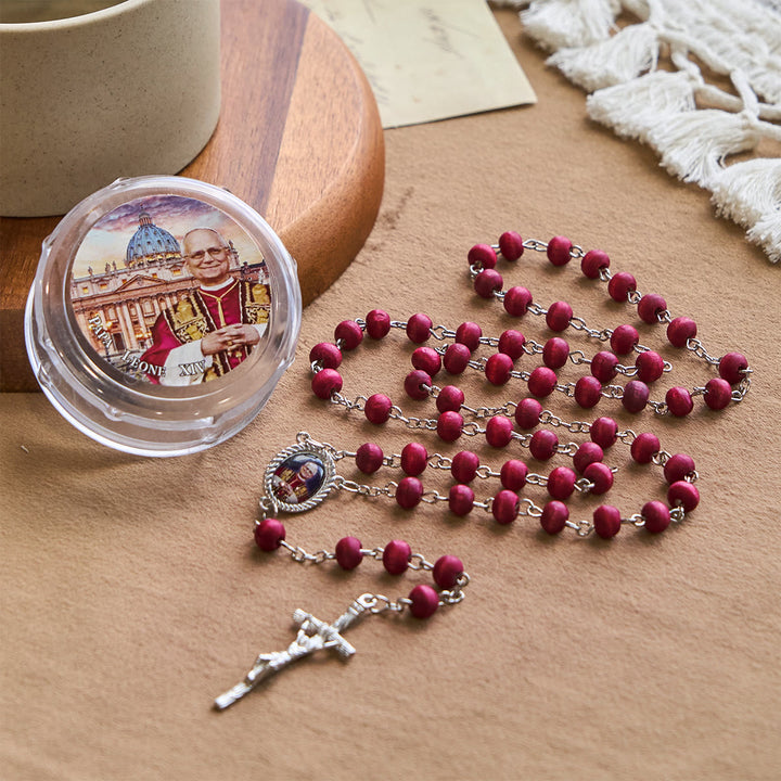 Christianartworkshop Pope Leo XIV Red Wood Beads Rosary Commemorating: A Spiritual Treasure